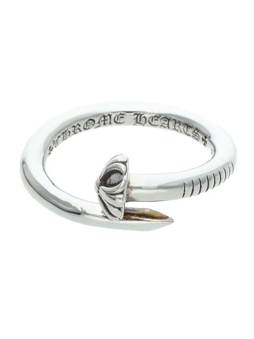 Chrome Hearts Nail Crsball Cross Ball Silver Ring